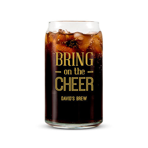 CAN SHAPED GLASS PERSONALIZED - BRING ON THE CHEER PRINTING - AyaZay Wedding Shoppe