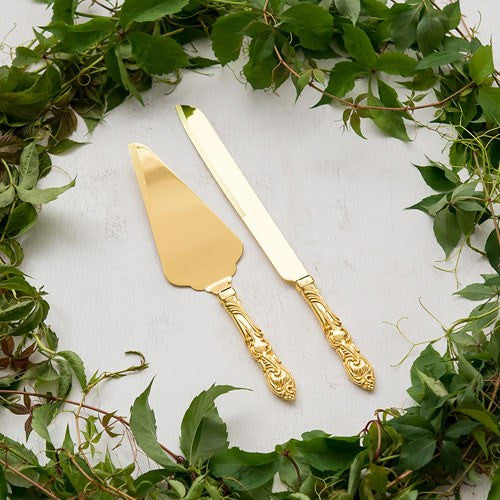 CAKE SERVING SET - CLASSIC GOLD ROMANCE - AyaZay Wedding Shoppe