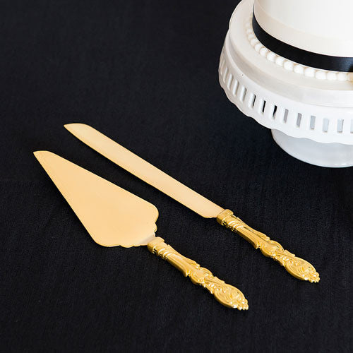 CAKE SERVING SET - CLASSIC GOLD ROMANCE - AyaZay Wedding Shoppe