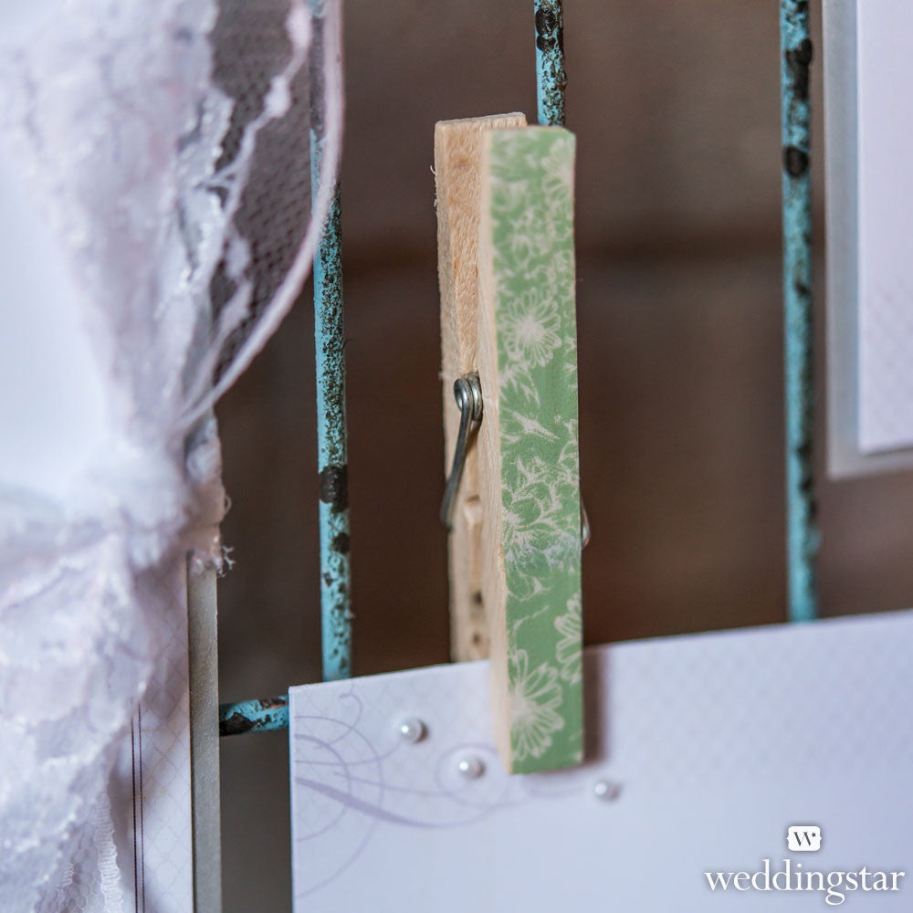 VINTAGE WOODEN CLOTHESPINS WITH ENGLISH GARDEN PATTERN - AyaZay Wedding Shoppe