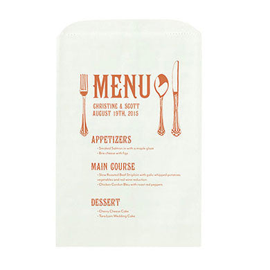 FLAT POCKET GOODIE BAG WITH UTENSIL MENU PRINT - AyaZay Wedding Shoppe