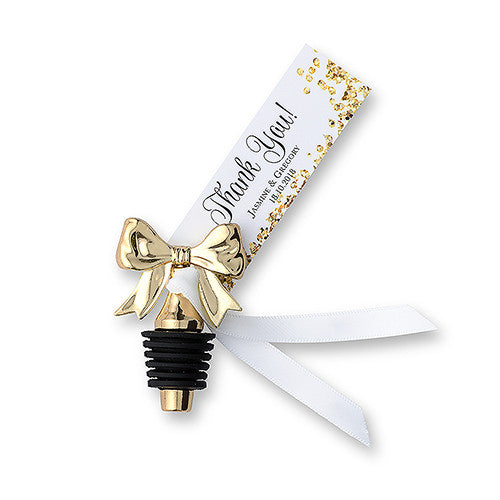 DAINTY GOLD BOW BOTTLE STOPPER (6/pkg) - AyaZay Wedding Shoppe