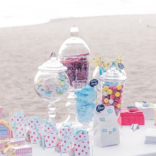 DECORATIVE PEDESTALLED APOTHECARY JAR WITH STRAIGHT SIDED BOWL - AyaZay Wedding Shoppe