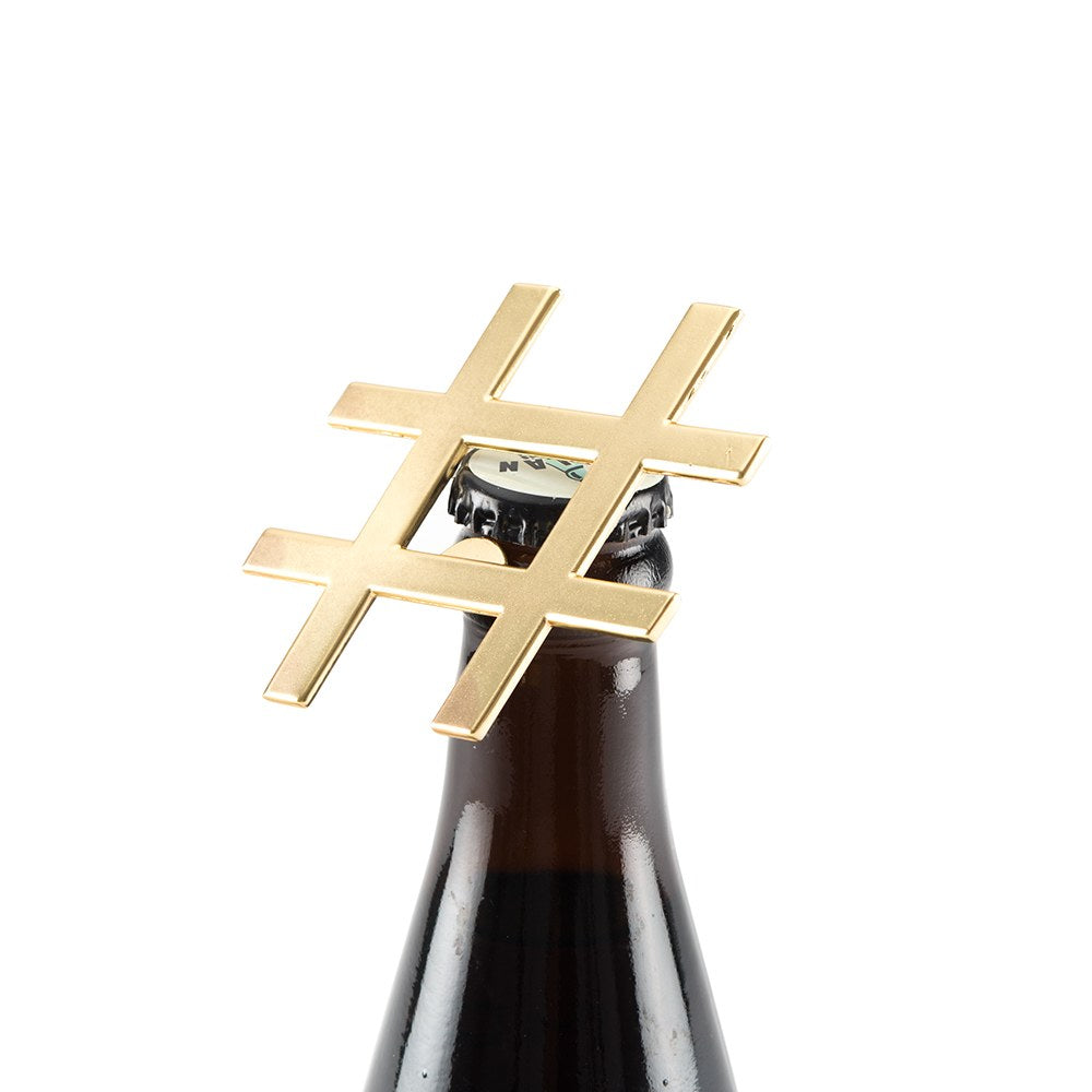 GOLD HASHTAG BOTTLE OPENER FAVOUR - DO IT FOR THE 'GRAM