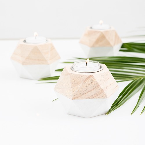 GEOMETRIC WOODEN TEALIGHT HOLDER (4/pkg) - AyaZay Wedding Shoppe