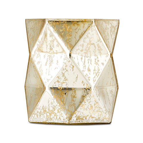 GOLD GEOMETRIC MERCURY GLASS HURRICANE VASE - AyaZay Wedding Shoppe