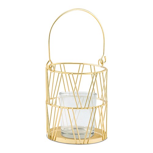 GOLD GEOMETRIC CANDLE LANTERN (2/pkg) - AyaZay Wedding Shoppe