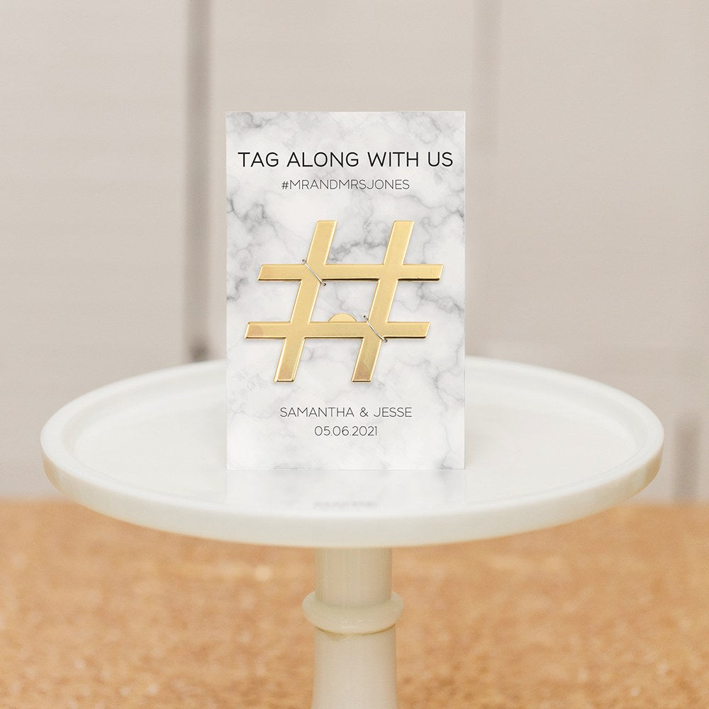 Hashtag bottle opener favor