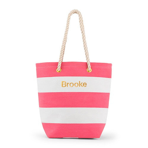 BLISS STRIPED TOTE - PINK AND WHITE - AyaZay Wedding Shoppe