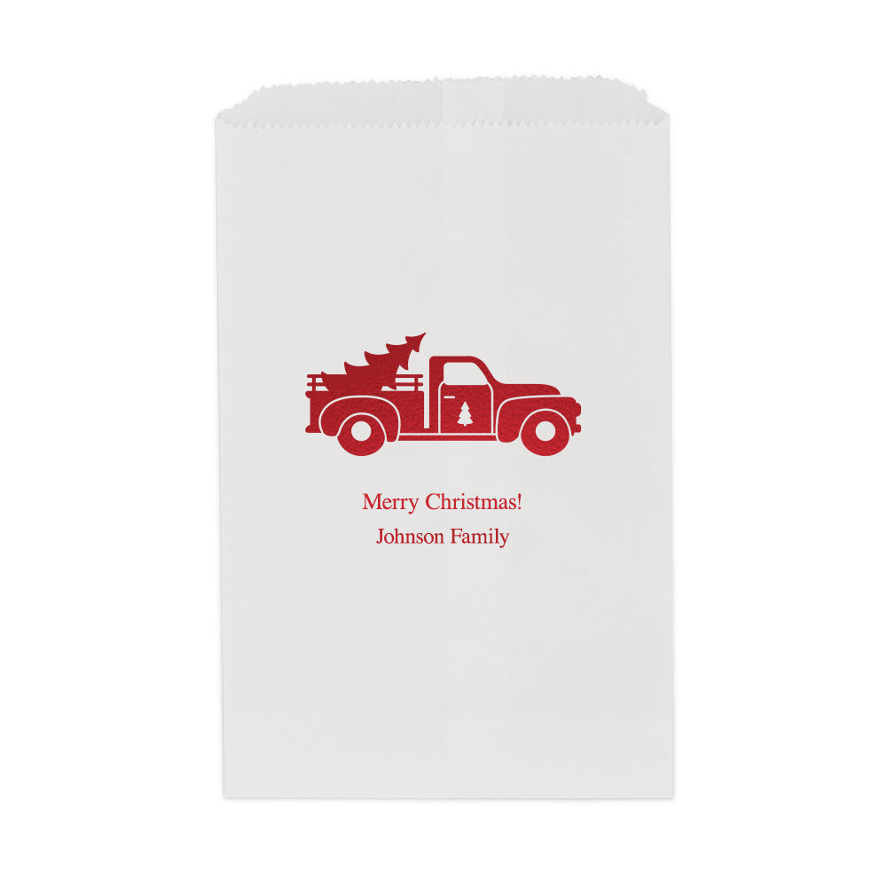 CHRISTMAS TRUCK FLAT POCKET STYLE GOODIE BAG