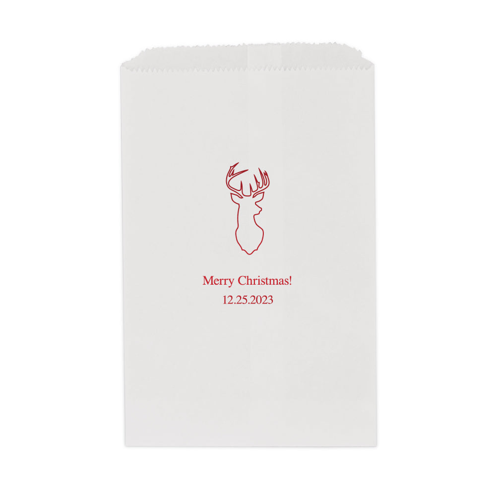 CHRISTMAS REINDEER FLAT POCKET STYLE GOODIE BAG