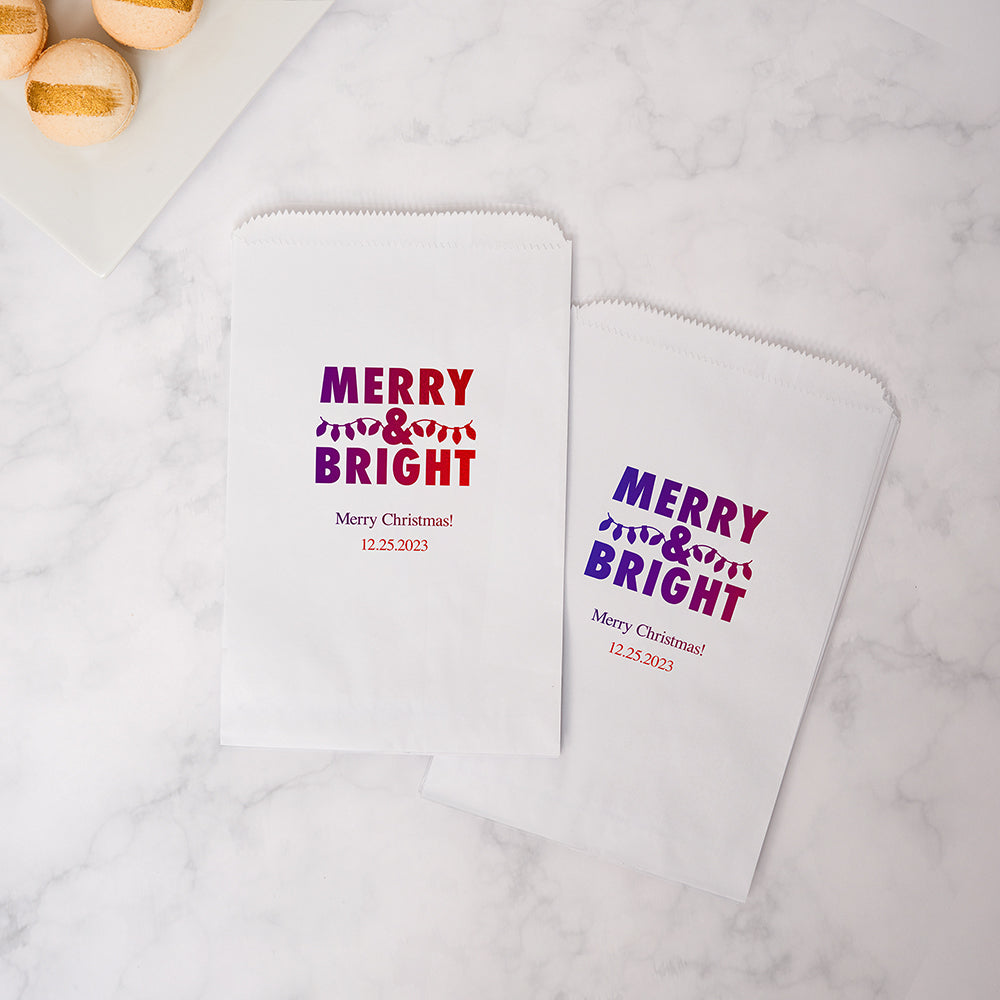 MERRY & BRIGHT FLAT POCKET STYLE GOODIE BAG
