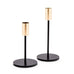 MODERN TIERED TAPER CANDLE HOLDERS - BLACK & GOLD  (SET OF 2)