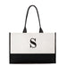 MODERN INITIAL COLORBLOCK TOTE - BLACK - AyaZay Wedding Shoppe