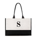 MODERN INITIAL COLORBLOCK TOTE - BLACK - AyaZay Wedding Shoppe