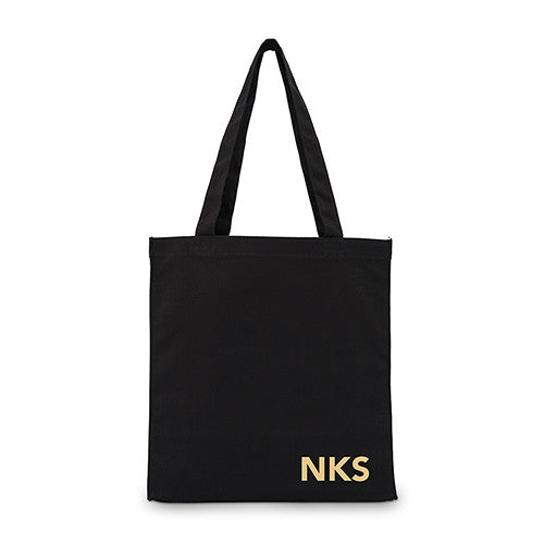 MODERN MONOGRAM BLACK CANVAS TOTE BAG - AyaZay Wedding Shoppe