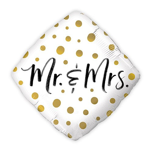 MYLAR FOIL HELIUM PARTY BALLOON WEDDING DECORATION - GOLD POLKA DOT MR. & MRS. - AyaZay Wedding Shoppe