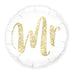 MYLAR FOIL HELIUM PARTY BALLOON WEDDING DECORATION - WHITE WITH GOLD MR. GLITTER - AyaZay Wedding Shoppe