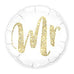 MYLAR FOIL HELIUM PARTY BALLOON WEDDING DECORATION - WHITE WITH GOLD MR. GLITTER - AyaZay Wedding Shoppe