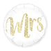 MYLAR FOIL HELIUM PARTY BALLOON WEDDING DECORATION - WHITE WITH GOLD MRS. GLITTER - AyaZay Wedding Shoppe