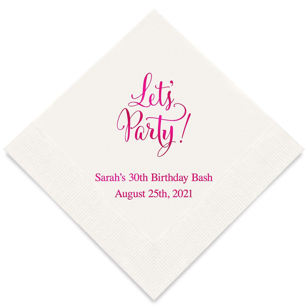PERSONALIZED FOIL PRINTED PAPER NAPKINS - Let’s Party!
(50/pkg)
