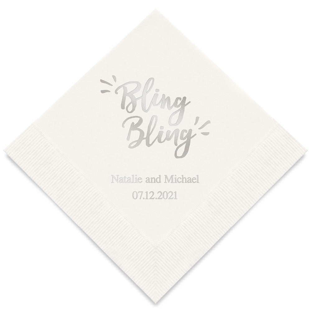 PERSONALIZED FOIL PRINTED PAPER NAPKINS - Bling Bling
(50/pkg)