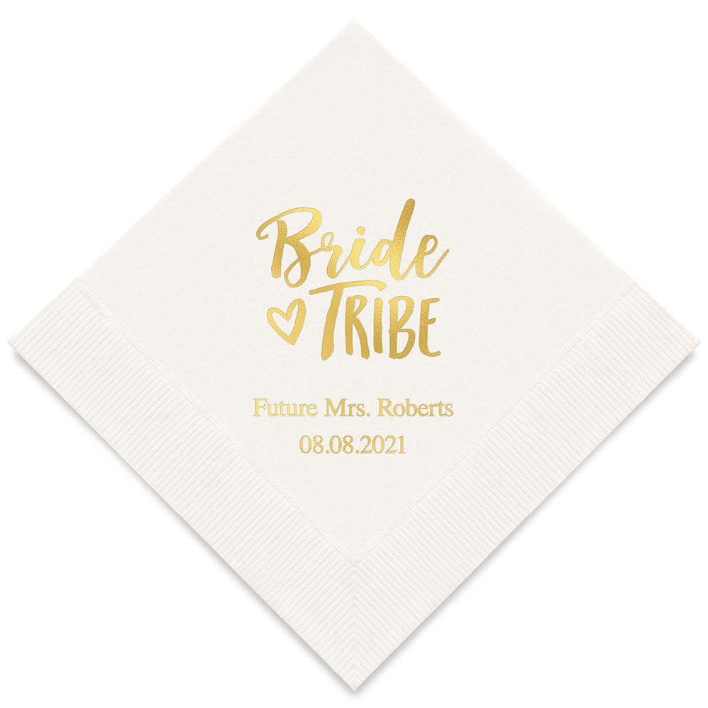PERSONALIZED FOIL PRINTED PAPER NAPKINS - Bride Tribe
(50/pkg)