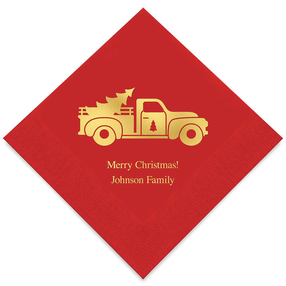 CHRISTMAS TRUCK PRINTED NAPKINS (50/pkg)