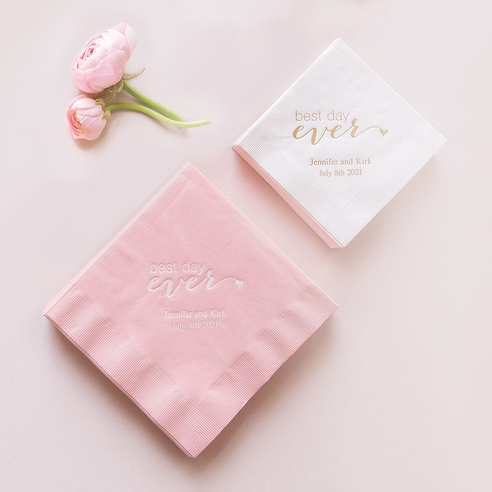 PERSONALIZED FOIL PRINTED PAPER NAPKINS - Best Day Ever
(50/pkg)