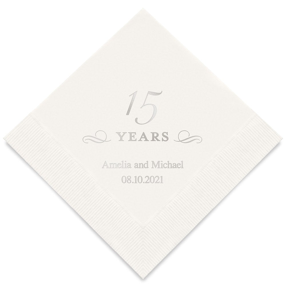 PERSONALIZED FOIL PRINTED PAPER NAPKINS - 15 Years
(50/pkg)