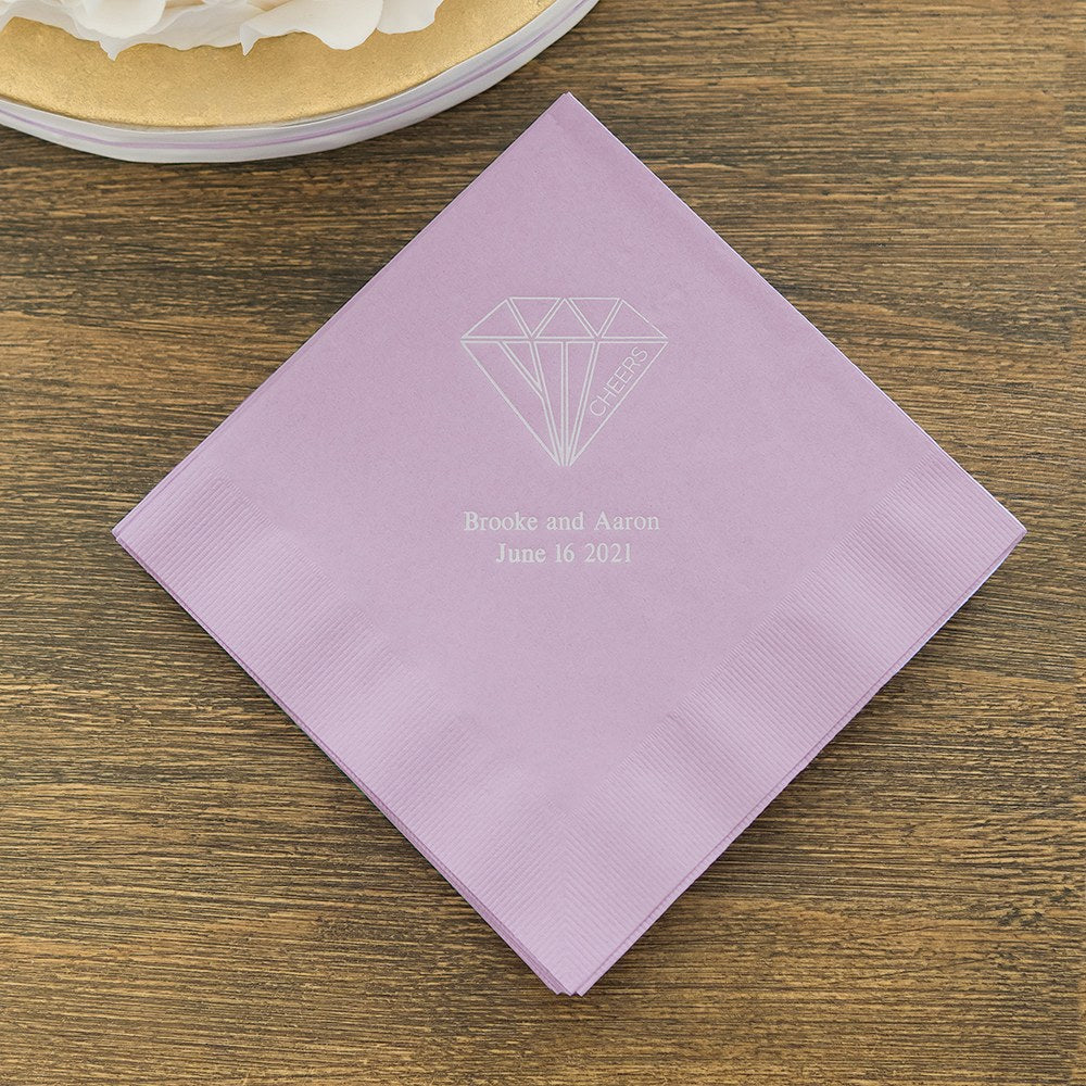PERSONALIZED FOIL PRINTED PAPER NAPKINS - Cheers Geometric Diamond
(50/pkg)