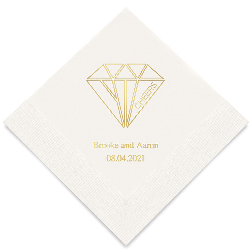 PERSONALIZED FOIL PRINTED PAPER NAPKINS - Cheers Geometric Diamond
(50/pkg)