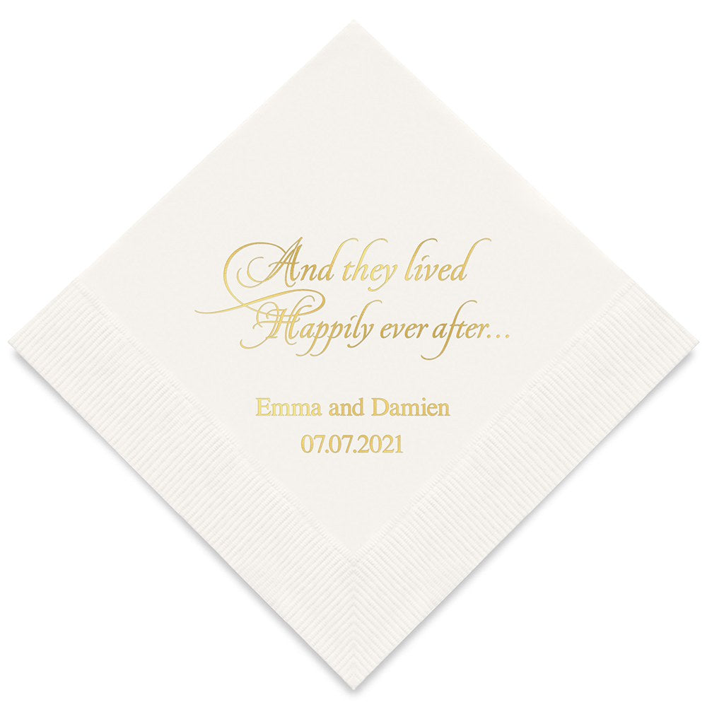 PERSONALIZED FOIL PRINTED PAPER NAPKINS - Happily Ever After
(50/pkg)