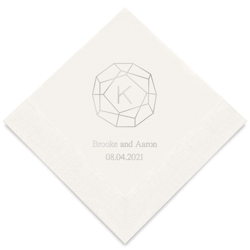 PERSONALIZED FOIL PRINTED PAPER NAPKINS - Gemstone Initial
(50/pkg)