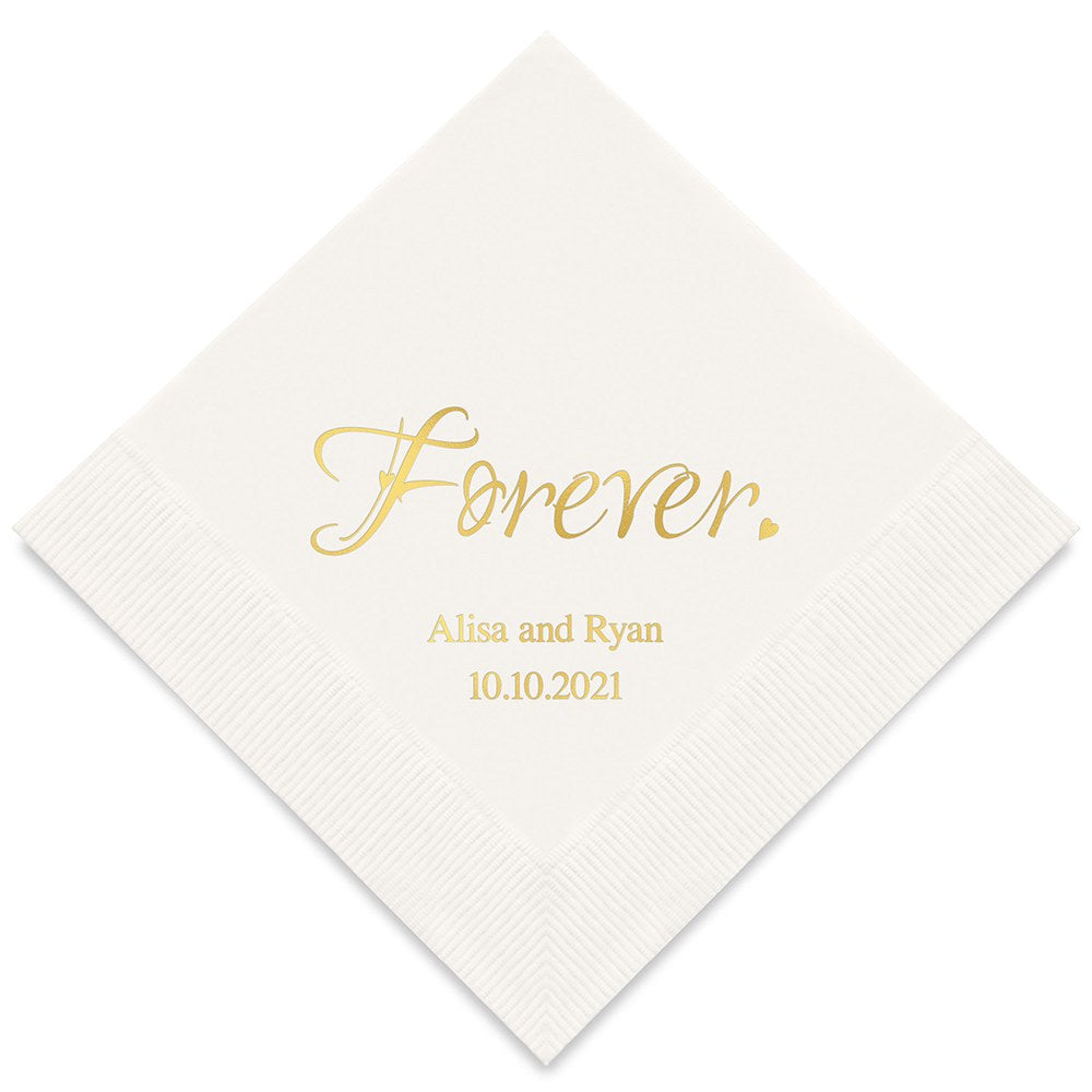 PERSONALIZED FOIL PRINTED PAPER NAPKINS - Forever
(50/pkg)