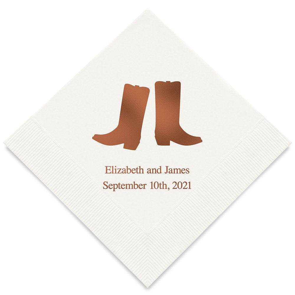 PERSONALIZED FOIL PRINTED PAPER NAPKINS - Western Boots
(50/pkg)