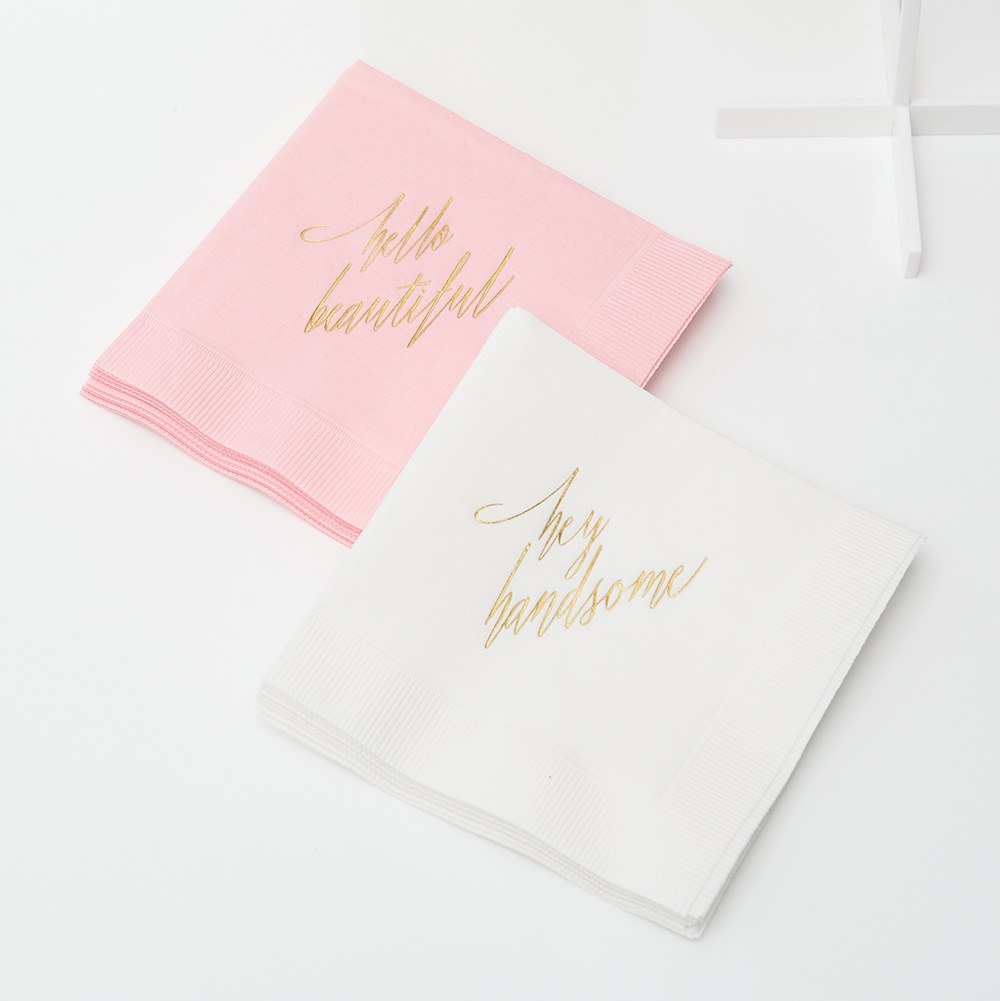 PERSONALIZED FOIL PRINTED PAPER NAPKINS - Hey Handsome
(50/pkg)