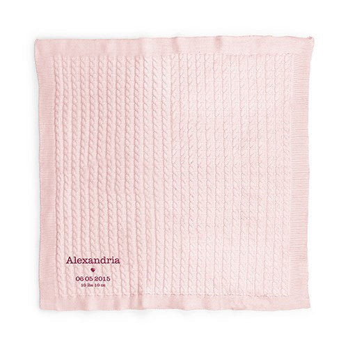 PERSONALIZED COTTON CABLE KNIT BABY BLANKET - HEART - AyaZay Wedding Shoppe