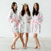 PINK WATERCOLOR FLORAL SILKY KIMONO ROBE ON WHITE - AyaZay Wedding Shoppe