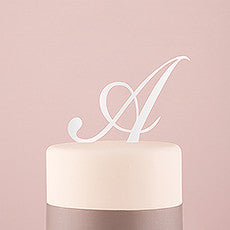 SCRIPT MONOGRAM ACRYLIC CAKE TOPPER - WHITE - AyaZay Wedding Shoppe