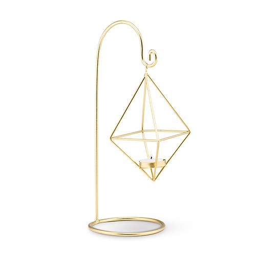 SMALL GOLD GEOMETRIC HANGING TEALIGHT HOLDER (2/pkg) - AyaZay Wedding Shoppe