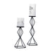 BLACK GEO PILLAR CANDLE HOLDER - SET OF 2