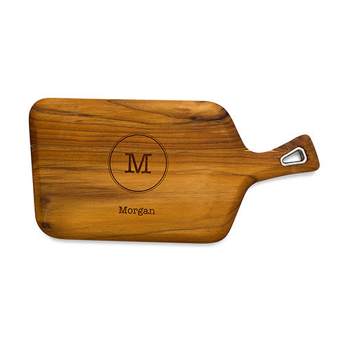 TEAK WOOD CUTTING AND SERVING BOARD WITH MONOGRAM ETCHING - AyaZay Wedding Shoppe
