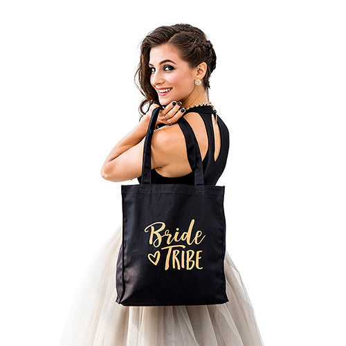 BRIDE TRIBE BLACK CANVAS TOTE BAG - AyaZay Wedding Shoppe