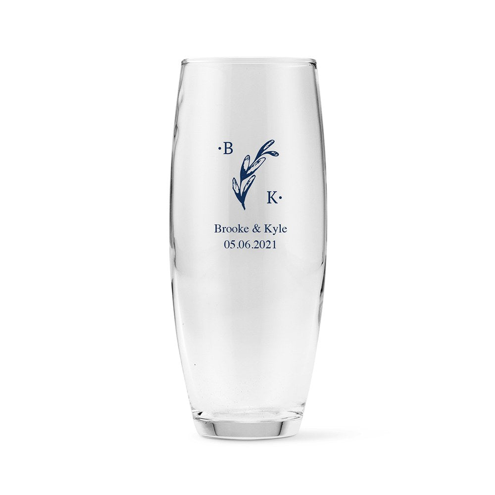 PERSONALIZED STEMLESS TOASTING CHAMPAGNE FLUTES