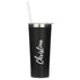 PERSONALIZED BLACK STAINLESS STEEL DRINK TUMBLER - CALLIGRAPHY PRINT