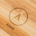 PERSONALIZED WOODEN CUTTING & SERVING BOARD WITH WHITE HANDLE  -  CIRCLE MONOGRAM