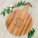 PERSONALIZED ROUND CUTTING & SERVING BOARD WITH HANDLE - SIGNATURE SCRIPT