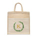 PERSONALIZED WOVEN JUTE MEDIUM TOTE BAG WITH POCKET -  LOVE WREATH MONOGRAM