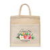 PERSONALIZED WOVEN JUTE MEDIUM TOTE BAG WITH POCKET -  TROPICAL FLORAL